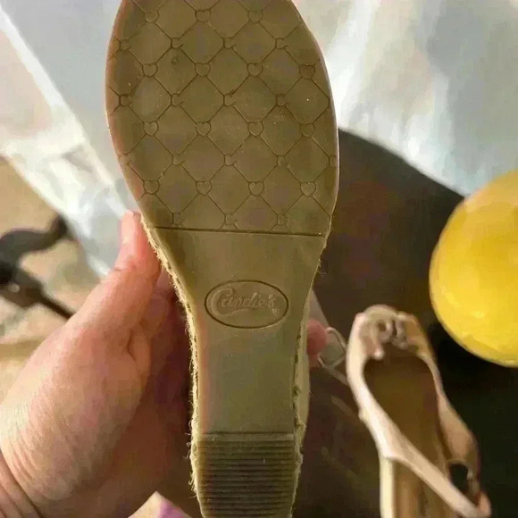 GUC Candies Espadrille Wedge Heeled Sandals. Peep Toe. Bow. Nude Color. Size 7.5 - Picture 8 of 8